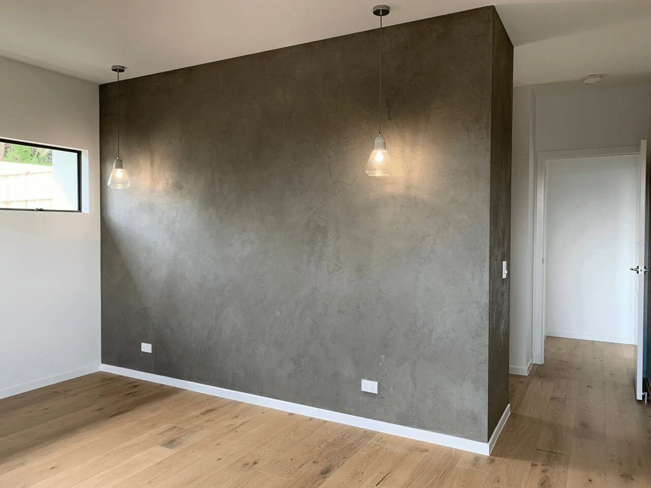 Close-up of luxurious Venetian plaster texture in an Edmonton home